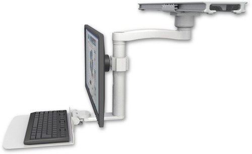 [ULBVI-PS28-D0-KD12F-A1] AccessMount™ Ultra ball pivot LCD mount on a ProSlide 28" track slider with a 12" flat keyboard tray and an 11" arm