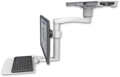 [ULBVI-PS28-D1-KD12F-A1] AccessMount™ Ultra ball pivot LCD mount on a ProSlide 28" track slider with a 1" riser, a 12" flat keyboard tray, and an 11" arm