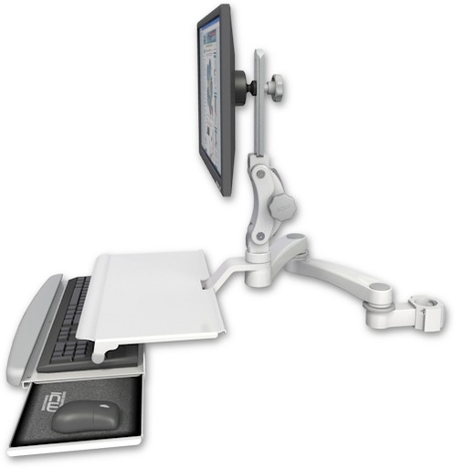 [UL550-P2-KUS-A2] AccessMount™ Ultra 550 LCD mount for a 2" pole with a work surface tray and slide-out keyboard tray and a 20" double-arm