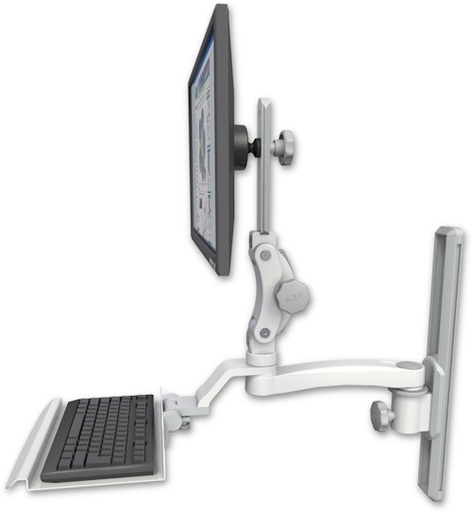 [UL550-T19-KU12-A1] AccessMount™ Ultra 550 LCD mount on a 19" wall track slider with a 12" keyboard tray and an 11" arm