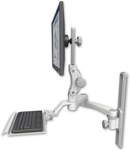 [UL550-T19-KU12-A2] AccessMount™ Ultra 550 LCD mount on a 19" wall track slider with a 12" keyboard tray and a 20" double-arm