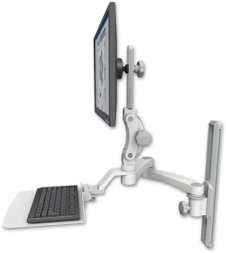 [UL550-T19-KU12F-A2] AccessMount™ Ultra 550 LCD mount on a 19" wall track slider with a 12" flat keyboard tray and a 20" double-arm