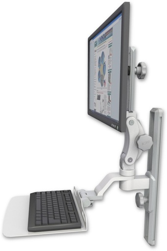 [UL550-T19-KU12F] AccessMount™ Ultra 550 LCD mount on a 19" wall track slider with a 12" flat keyboard tray