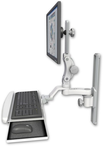 [UL550-T19-KUB-AS1] AccessMount™ Ultra 550 LCD mount on a 19" wall track slider with a wrist-rest keyboard tray and an 6" arm