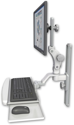 [UL550-T19-KUB] AccessMount™ Ultra 550 LCD mount on a 19" wall track slider with a wrist-rest keyboard tray