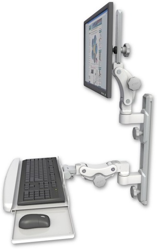[UL550-T19D-KPB] AccessMount™ Ultra 550 LCD mount on a 19" wall track with separate arms and a paralink keyboard tray w/ wrist rest bend