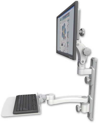 [UL550-T19D-KU12F-A1] AccessMount™ Ultra 550 LCD mount on a 19" wall track with separate arms, a 12" flat keyboard tray, and an 11" arm