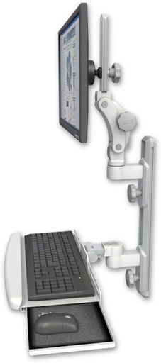 [UL550-T19D-KUB] AccessMount™ Ultra 550 LCD mount on a 19" wall track with separate arms and a wrist-rest keyboard tray