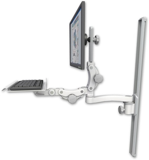 [UL550-T36-KP12-A1] AccessMount™ Ultra 550 LCD mount on a 36" wall track slider with a 12" paralink keyboard tray and an 11" arm