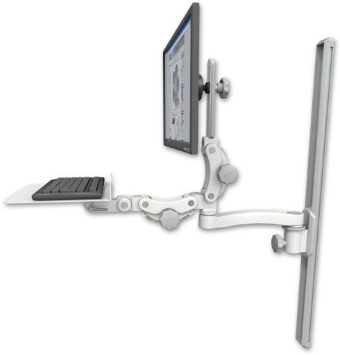 [UL550-T36-KP12F-A1] AccessMount™ Ultra 550 LCD mount on a 36" wall track slider with a 12" flat paralink keyboard tray and an 11" arm