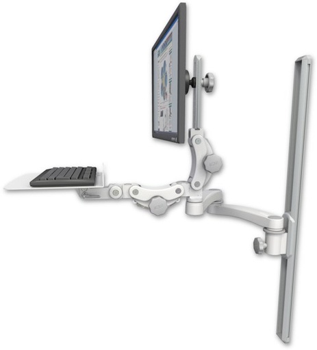 [UL550-T36-KP12F-A2] AccessMount™ Ultra 550 LCD mount on a 36" wall track slider with a 12" flat paralink keyboard tray and a 20" double-arm