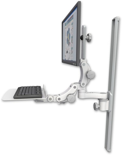 [UL550-T36-KP12F-AS1] AccessMount™ Ultra 550 LCD mount on a 36" wall track slider with a 12" flat paralink keyboard tray and an 6" arm