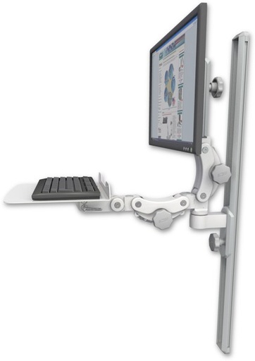 [UL550-T36-KP12F] AccessMount™ Ultra 550 LCD mount on a 36" wall track slider with a 12" flat paralink keyboard tray