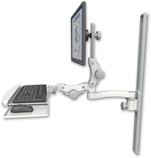 [UL550-T36-KPB-A1] AccessMount™ Ultra 550 LCD mount on a 36" wall track slider with a paralink keyboard tray w/ wrist rest bend and an 11" arm