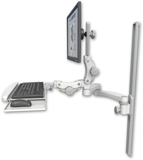 [UL550-T36-KPB-A2] AccessMount™ Ultra 550 LCD mount on a 36" wall track slider with a paralink keyboard tray w/ wrist rest bend and a 20" double-arm