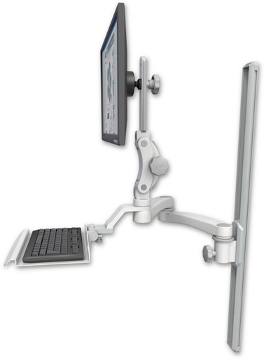 [UL550-T36-KU12-A2] AccessMount™ Ultra 550 LCD mount on a 36" wall track slider with a 12" keyboard tray and a 20" double-arm