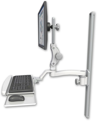 [UL550-T36-KUB-A1] AccessMount™ Ultra 550 LCD mount on a 36" wall track slider with a wrist-rest keyboard tray and an 11" arm