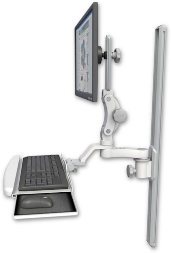 [UL550-T36-KUB-AS1] AccessMount™ Ultra 550 LCD mount on a 36" wall track slider with a wrist-rest keyboard tray and an 6" arm