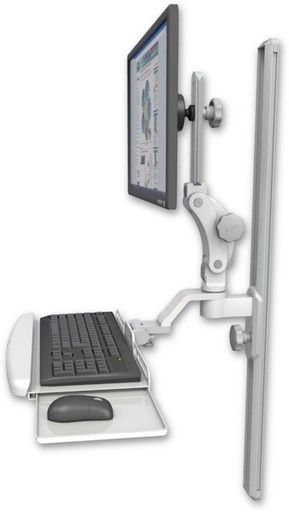 [UL550-T36-KUB] AccessMount™ Ultra 550 LCD mount on a 36" wall track slider with a wrist-rest keyboard tray