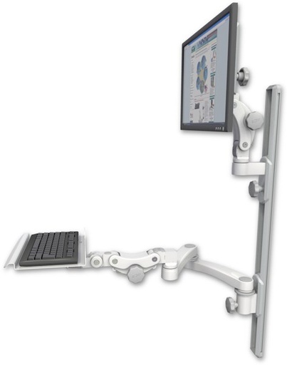 [UL550-T36D-KP12-A2] AccessMount™ Ultra 550 LCD mount on a 36" wall track with separate arms, a 12" paralink keyboard tray, and a 20" double-arm
