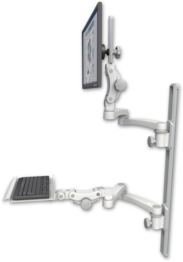 [UL550-T36D-KP12-A4] AccessMount™ Ultra 550 LCD mount on a 36" wall track with separate arms, a 12" paralink keyboard tray, and two 20" double-arms