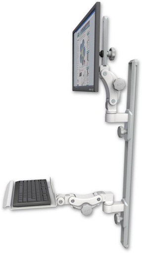 [UL550-T36D-KP12] AccessMount™ Ultra 550 LCD mount on a 36" wall track with separate arms and a 12" paralink keyboard tray