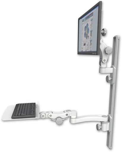 [UL550-T36D-KP12F-A1] AccessMount™ Ultra 550 LCD mount on a 36" wall track with separate arms, a 12" flat paralink keyboard tray, and an 11" arm
