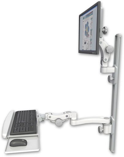 [UL550-T36D-KPB-A1] AccessMount™ Ultra 550 LCD mount on a 36" wall track with separate arms, a paralink keyboard tray w/ wrist rest bend, and an 11" arm