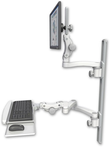 [UL550-T36D-KPB-A3] AccessMount™ Ultra 550 LCD mount on a 36" wall track with separate arms, a paralink keyboard tray w/ wrist rest bend, and an 11" arm and 20" double-arm