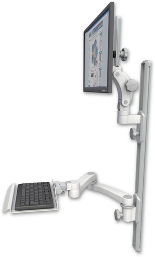 [UL550-T36D-KU12-A2] AccessMount™ Ultra 550 LCD mount on a 36" wall track with separate arms, a 12" keyboard tray, and a 20" double-arm
