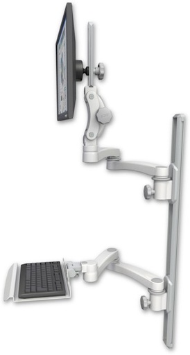 [UL550-T36D-KU12-A4] AccessMount™ Ultra 550 LCD mount on a 36" wall track with separate arms, a 12" keyboard tray, and two 20" double-arms