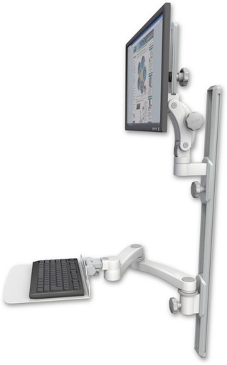 [UL550-T36D-KU12F-A2] AccessMount™ Ultra 550 LCD mount on a 36" wall track with separate arms, a 12" flat keyboard tray, and a 20" double-arm