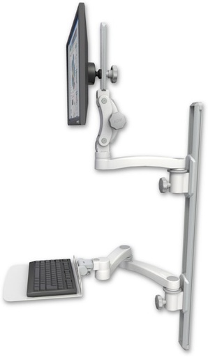 [UL550-T36D-KU12F-A3] AccessMount™ Ultra 550 LCD mount on a 36" wall track with separate arms, a 12" flat keyboard tray, and an 11" arm and 20" double-arm