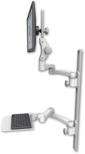 [UL550-T36D-KU12F-A4] AccessMount™ Ultra 550 LCD mount on a 36" wall track with separate arms, a 12" flat keyboard tray, and two 20" double-arms