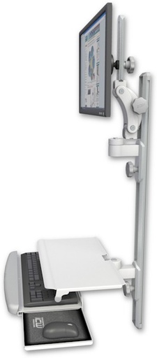 [UL550-T36D-KUS] AccessMount™ Ultra 550 LCD mount on a 36" wall track with separate arms and a work surface tray and slide-out keyboard tray