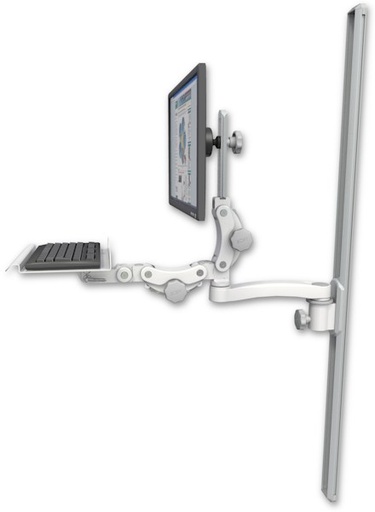 [UL550-T50-KP12-A1] AccessMount™ Ultra 550 LCD mount on a 50" wall track slider with a 12" paralink keyboard tray and an 11" arm