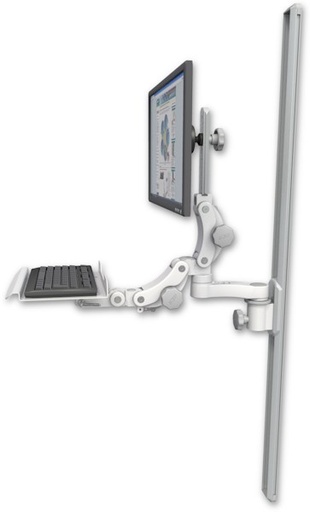 [UL550-T50-KP12-AS1] AccessMount™ Ultra 550 LCD mount on a 50" wall track slider with a 12" paralink keyboard tray and an 6" arm