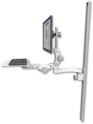 [UL550-T50-KP12F-A1] AccessMount™ Ultra 550 LCD mount on a 50" wall track slider with a 12" flat paralink keyboard tray and an 11" arm
