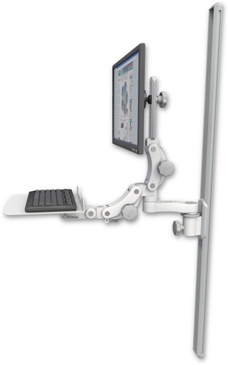 [UL550-T50-KP12F-AS1] AccessMount™ Ultra 550 LCD mount on a 50" wall track slider with a 12" flat paralink keyboard tray and an 6" arm