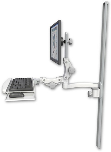 [UL550-T50-KPB-A1] AccessMount™ Ultra 550 LCD mount on a 50" wall track slider with a paralink keyboard tray w/ wrist rest bend and an 11" arm