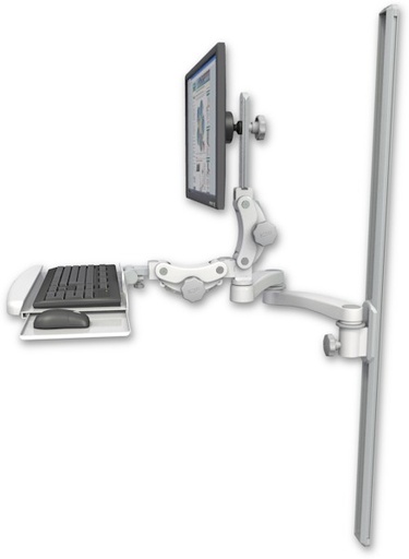 [UL550-T50-KPB-A2] AccessMount™ Ultra 550 LCD mount on a 50" wall track slider with a paralink keyboard tray w/ wrist rest bend and a 20" double-arm