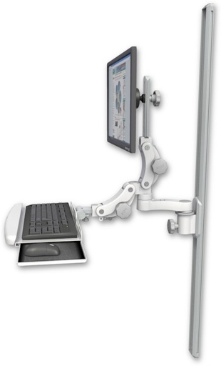 [UL550-T50-KPB-AS1] AccessMount™ Ultra 550 LCD mount on a 50" wall track slider with a paralink keyboard tray w/ wrist rest bend and an 6" arm