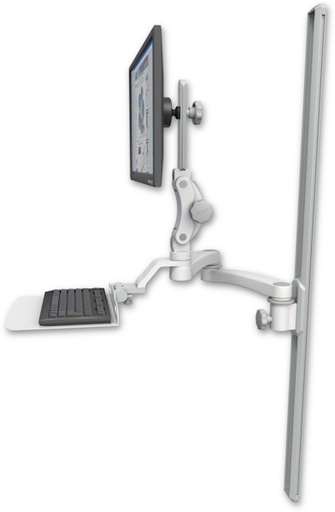 [UL550-T50-KU12F-A2] AccessMount™ Ultra 550 LCD mount on a 50" wall track slider with a 12" flat keyboard tray and a 20" double-arm