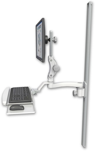 [UL550-T50-KUB-A1] AccessMount™ Ultra 550 LCD mount on a 50" wall track slider with a wrist-rest keyboard tray and an 11" arm