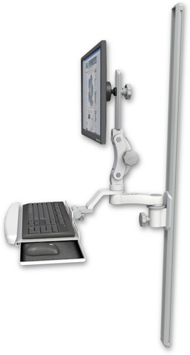 [UL550-T50-KUB-AS1] AccessMount™ Ultra 550 LCD mount on a 50" wall track slider with a wrist-rest keyboard tray and an 6" arm