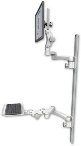 [UL550-T50D-KP12-A4] AccessMount™ Ultra 550 LCD mount on a 50" wall track with separate arms, a 12" paralink keyboard tray, and two 20" double-arms