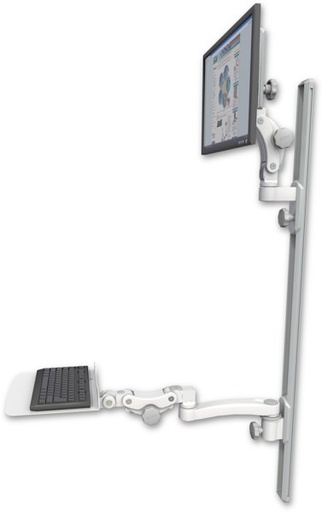 [UL550-T50D-KP12F-A1] AccessMount™ Ultra 550 LCD mount on a 50" wall track with separate arms, a 12" flat paralink keyboard tray, and an 11" arm