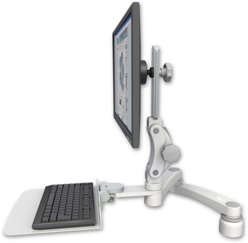 [UL550-D1-KD12F-A2] AccessMount™ Ultra 550 LCD desk mount with a 1" riser, a 12" flat keyboard tray, and a 20" double-arm