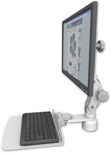 [UL550-D1-KD12F] AccessMount™ Ultra 550 LCD desk mount with a 1" riser and a 12" flat keyboard tray