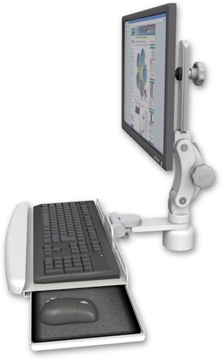 [UL550-D1-KDB] AccessMount™ Ultra 550 LCD desk mount with a 1" riser and a wrist-rest keyboard tray